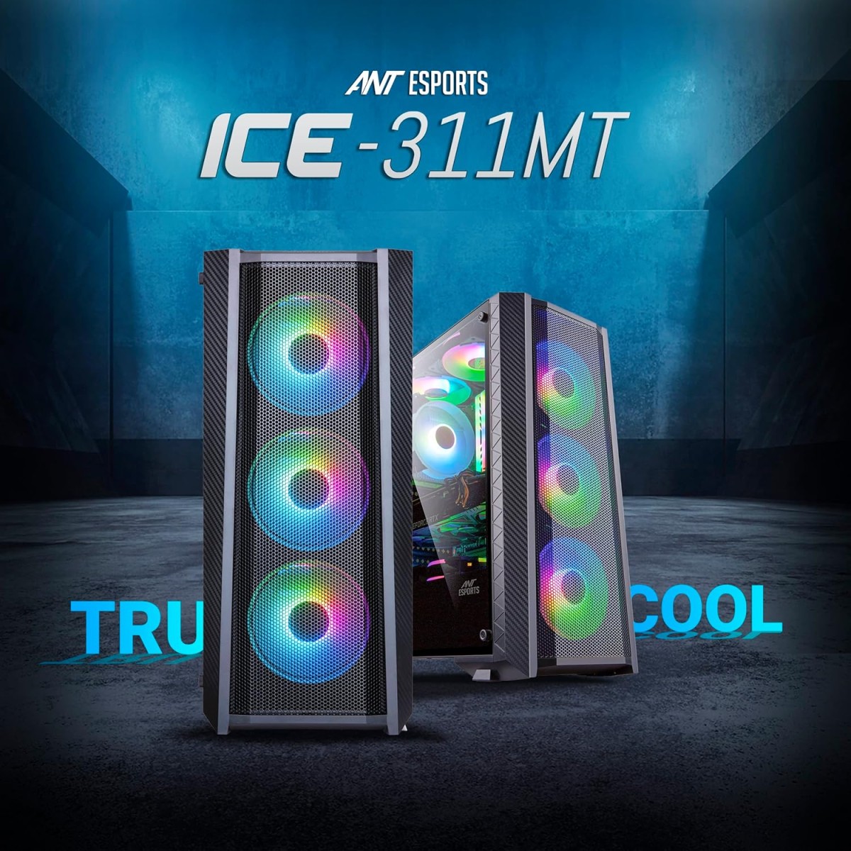 Ant Esports ICE-100 Mid-Tower Computer Case/Gaming Cabinet - Black | Supports ATX, Micro-ATX, Mini-ITX | Pre-Installed 2 x 140mm Front Fans and 1 x 140 mm Rear Fan