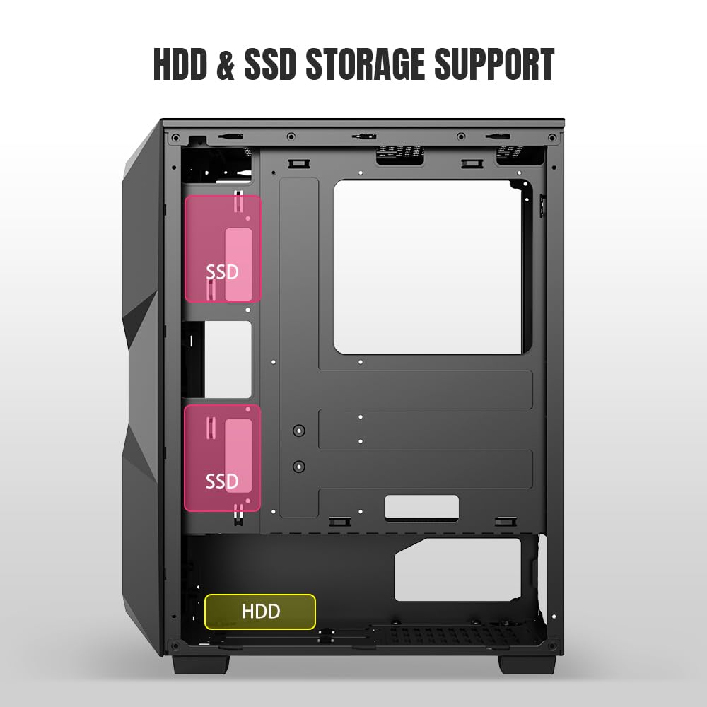 Ant Esports ICE-100 Mid-Tower Computer Case/Gaming Cabinet - Black | Supports ATX, Micro-ATX, Mini-ITX | Pre-Installed 2 x 140mm Front Fans and 1 x 140 mm Rear Fan