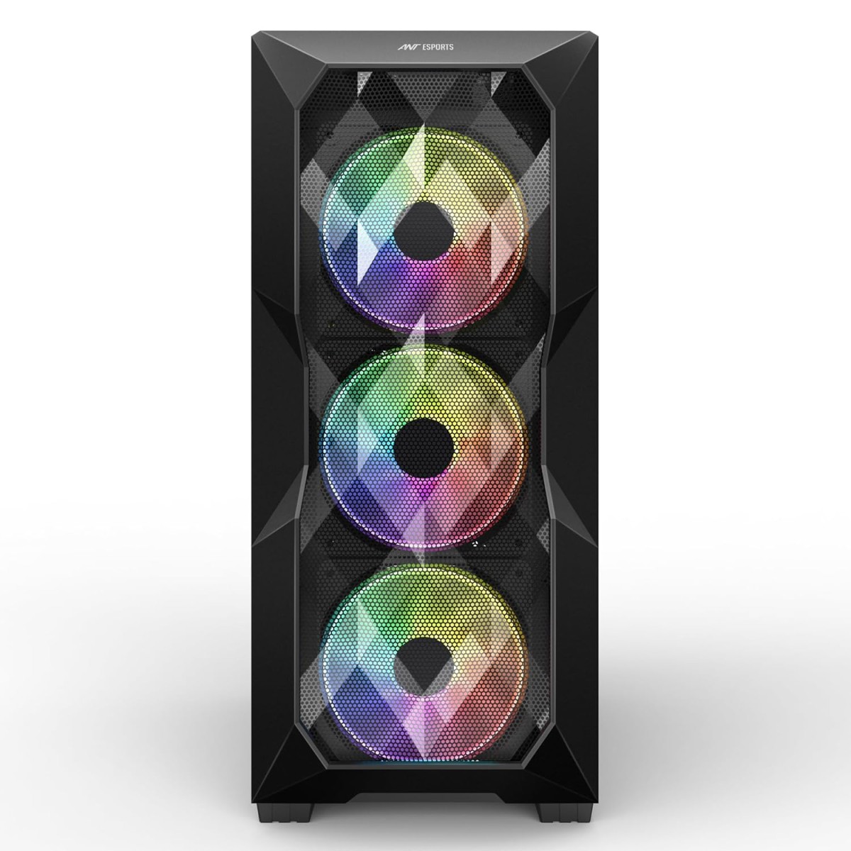 Ant Esports ICE-100 Mid-Tower Computer Case/Gaming Cabinet - Black | Supports ATX, Micro-ATX, Mini-ITX | Pre-Installed 2 x 140mm Front Fans and 1 x 140 mm Rear Fan