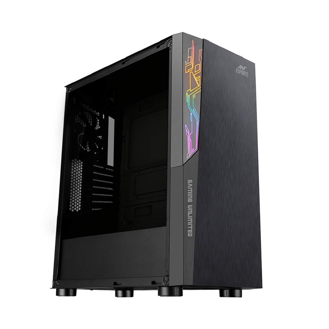 Ant Esports ICE-100 Mid-Tower Computer Case/Gaming Cabinet - Black | Supports ATX, Micro-ATX, Mini-ITX | Pre-Installed 2 x 140mm Front Fans and 1 x 140 mm Rear Fan