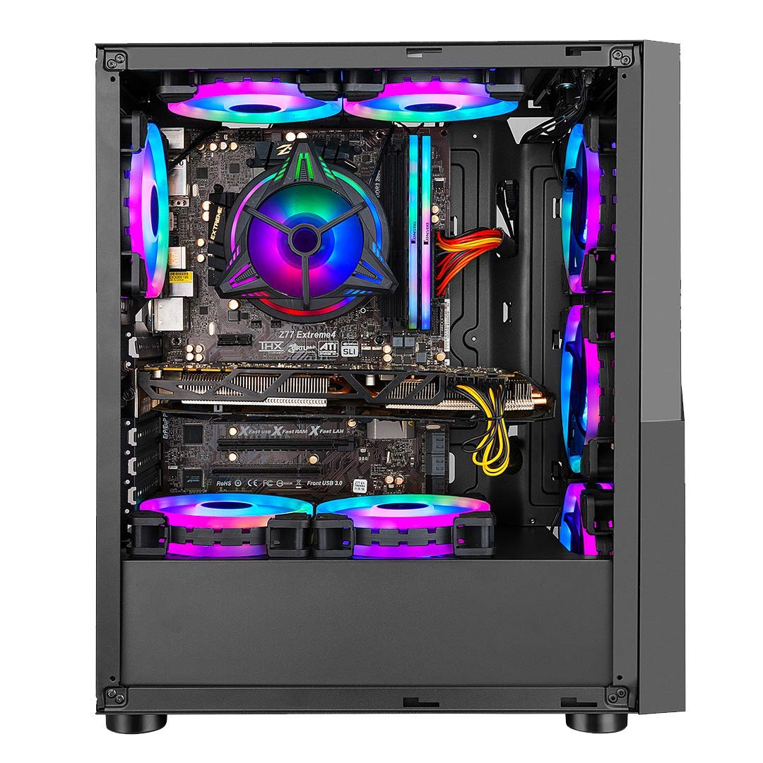 Ant Esports ICE-100 Mid-Tower Computer Case/Gaming Cabinet - Black | Supports ATX, Micro-ATX, Mini-ITX | Pre-Installed 2 x 140mm Front Fans and 1 x 140 mm Rear Fan
