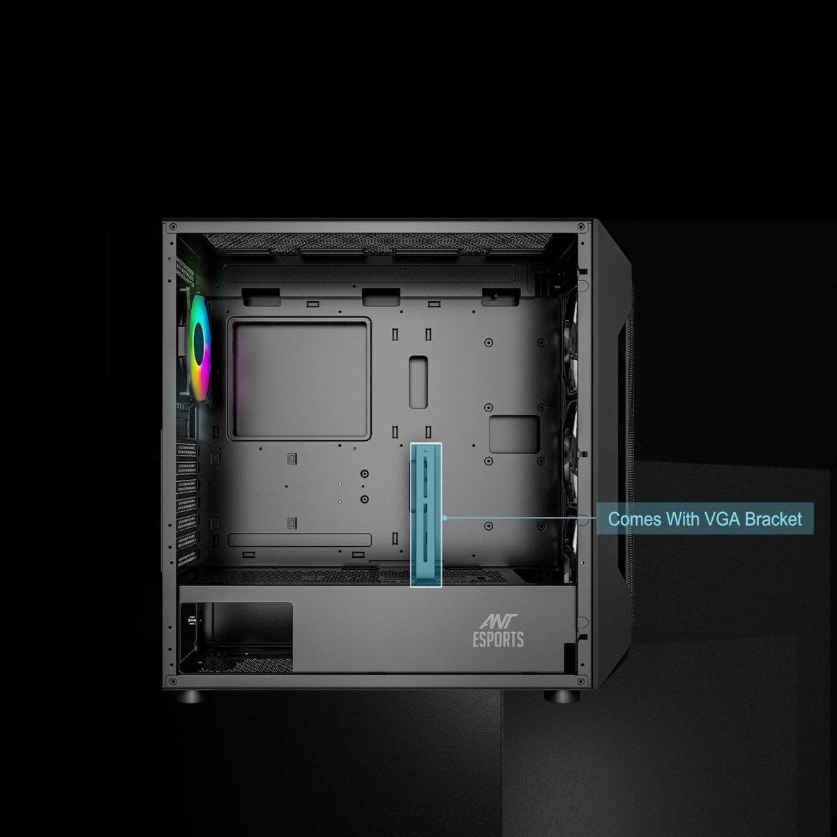 Ant Esports ICE-100 Mid-Tower Computer Case/Gaming Cabinet - Black | Supports ATX, Micro-ATX, Mini-ITX | Pre-Installed 2 x 140mm Front Fans and 1 x 140 mm Rear Fan
