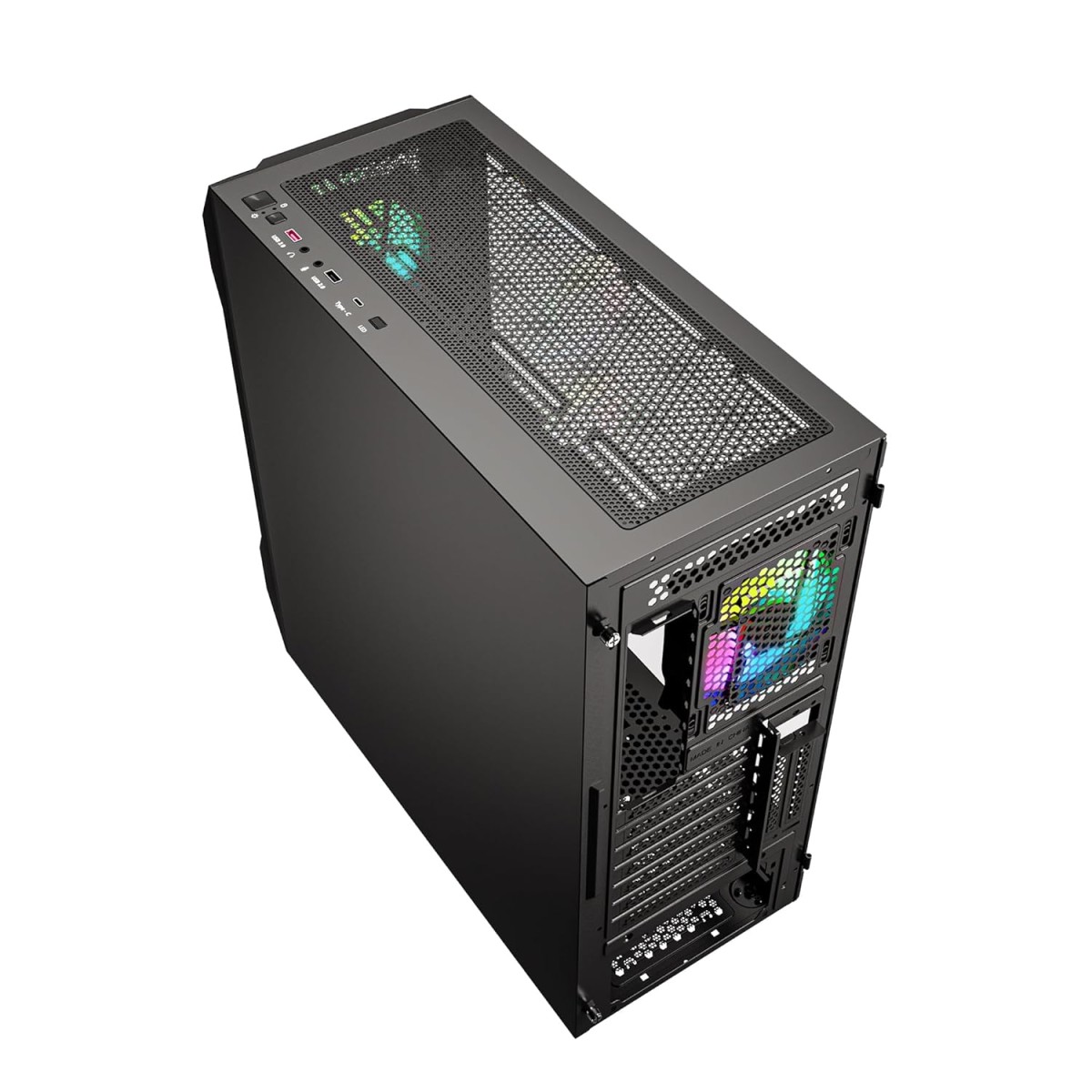 Ant Esports ICE-100 Mid-Tower Computer Case/Gaming Cabinet - Black | Supports ATX, Micro-ATX, Mini-ITX | Pre-Installed 2 x 140mm Front Fans and 1 x 140 mm Rear Fan