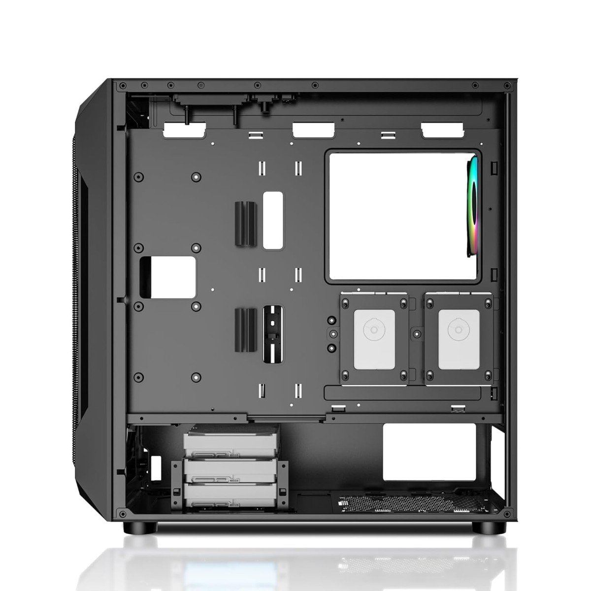 Ant Esports ICE-100 Mid-Tower Computer Case/Gaming Cabinet - Black | Supports ATX, Micro-ATX, Mini-ITX | Pre-Installed 2 x 140mm Front Fans and 1 x 140 mm Rear Fan