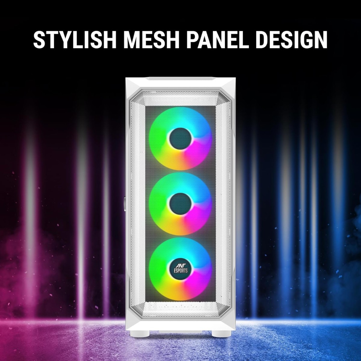 Ant Esports ICE-100 Mid-Tower Computer Case/Gaming Cabinet - Black | Supports ATX, Micro-ATX, Mini-ITX | Pre-Installed 2 x 140mm Front Fans and 1 x 140 mm Rear Fan