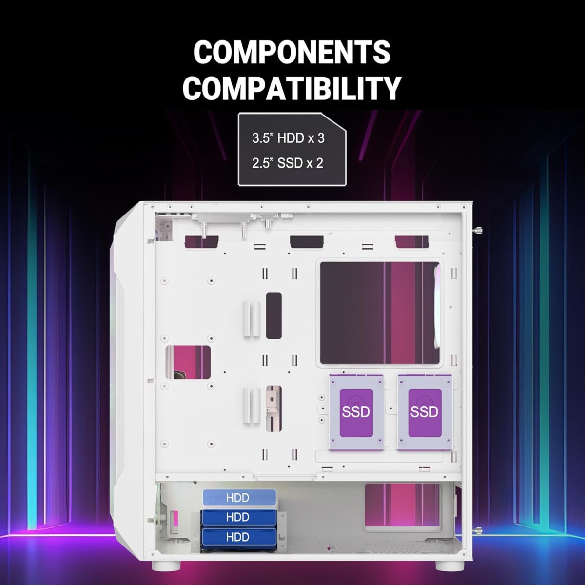 Ant Esports ICE-100 Mid-Tower Computer Case/Gaming Cabinet - Black | Supports ATX, Micro-ATX, Mini-ITX | Pre-Installed 2 x 140mm Front Fans and 1 x 140 mm Rear Fan