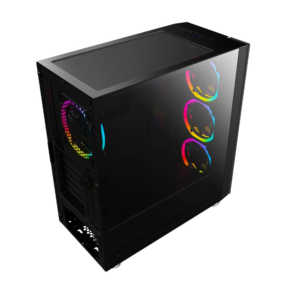 Ant Esports ICE-100 Mid-Tower Computer Case/Gaming Cabinet - Black | Supports ATX, Micro-ATX, Mini-ITX | Pre-Installed 2 x 140mm Front Fans and 1 x 140 mm Rear Fan