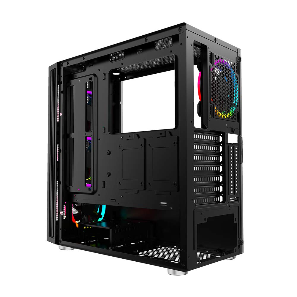 Ant Esports ICE-100 Mid-Tower Computer Case/Gaming Cabinet - Black | Supports ATX, Micro-ATX, Mini-ITX | Pre-Installed 2 x 140mm Front Fans and 1 x 140 mm Rear Fan