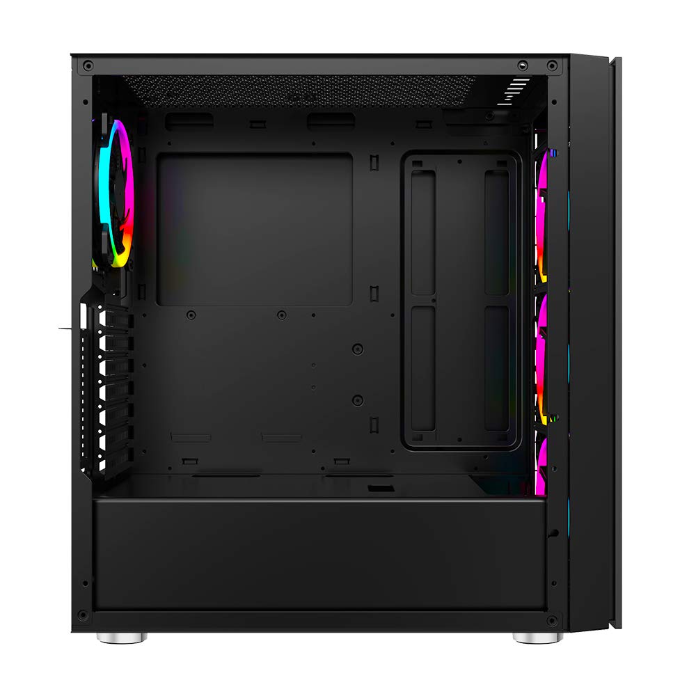 Ant Esports ICE-100 Mid-Tower Computer Case/Gaming Cabinet - Black | Supports ATX, Micro-ATX, Mini-ITX | Pre-Installed 2 x 140mm Front Fans and 1 x 140 mm Rear Fan