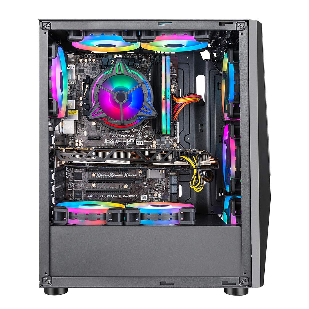 Ant Esports ICE-100 Mid-Tower Computer Case/Gaming Cabinet - Black | Supports ATX, Micro-ATX, Mini-ITX | Pre-Installed 2 x 140mm Front Fans and 1 x 140 mm Rear Fan