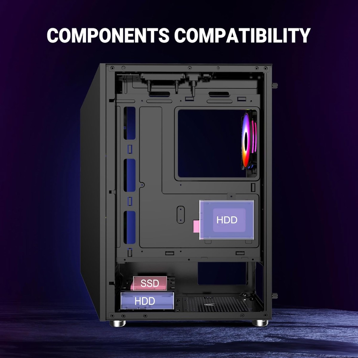 Ant Esports ICE-100 Mid-Tower Computer Case/Gaming Cabinet - Black | Supports ATX, Micro-ATX, Mini-ITX | Pre-Installed 2 x 140mm Front Fans and 1 x 140 mm Rear Fan