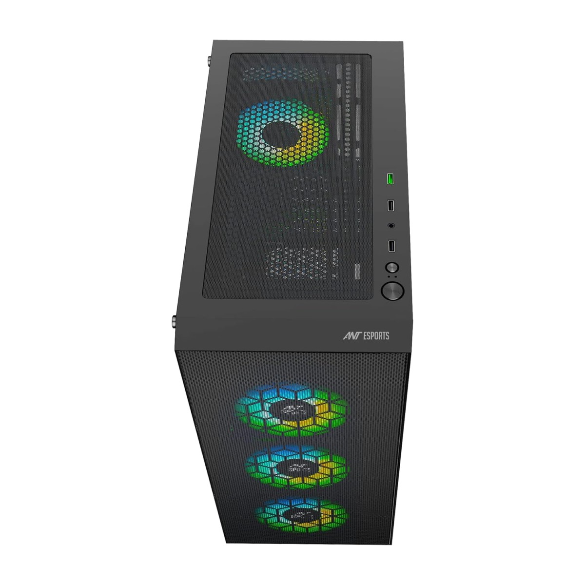 Ant Esports ICE-110 Mid-Tower Computer Case/Gaming Cabinet - Black | Supports E-ATX, ATX, Micro-ATX, Mini-ITX | Pre-Installed 3 x 120mm Front Fans and 1 x 120 mm Rear Fan