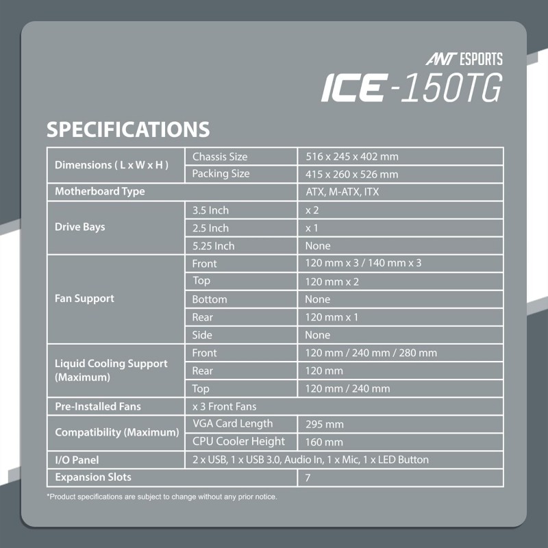 Ant Esports ICE-120AG Mid Tower Computer Case/Gaming Cabinet | Support ATX, Micro-ATX, Mini-ITX Motherboard with Pre-Installed 1 x 120 mm Black Rear Fan– Black Ant Esports ICE-120AG Mid Tower Computer Case/Gaming Cabinet | Support ATX, Micro-ATX, Mini-ITX Motherboard with Pre-Installed 1 x 120 mm Black Rear Fan– Black
