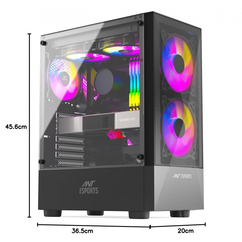 Ant Esports ICE-120AG Mid Tower Computer Case/Gaming Cabinet | Support ATX, Micro-ATX, Mini-ITX Motherboard with Pre-Installed 1 x 120 mm Black Rear Fan– Black Ant Esports ICE-120AG Mid Tower Computer Case/Gaming Cabinet | Support ATX, Micro-ATX, Mini-ITX Motherboard with Pre-Installed 1 x 120 mm Black Rear Fan– Black