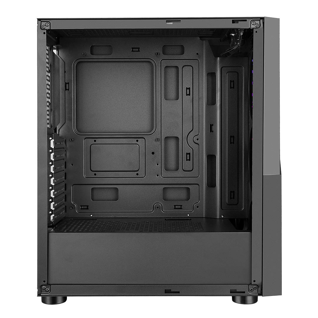 Ant Esports ICE-120AG Mid Tower Computer Case/Gaming Cabinet | Support ATX, Micro-ATX, Mini-ITX Motherboard with Pre-Installed 1 x 120 mm Black Rear Fan– Black