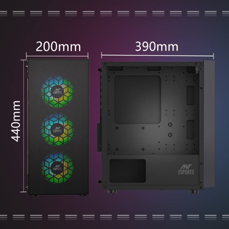 Ant Esports ICE-120AG Mid Tower Computer Case/Gaming Cabinet | Support ATX, Micro-ATX, Mini-ITX Motherboard with Pre-Installed 1 x 120 mm Black Rear Fan– Black Ant Esports ICE-120AG Mid Tower Computer Case/Gaming Cabinet | Support ATX, Micro-ATX, Mini-ITX Motherboard with Pre-Installed 1 x 120 mm Black Rear Fan– Black
