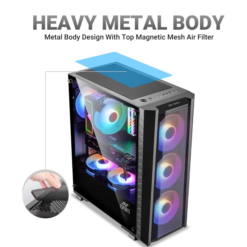 Ant Esports ICE-120AG Mid Tower Computer Case/Gaming Cabinet | Support ATX, Micro-ATX, Mini-ITX Motherboard with Pre-Installed 1 x 120 mm Black Rear Fan– Black Ant Esports ICE-120AG Mid Tower Computer Case/Gaming Cabinet | Support ATX, Micro-ATX, Mini-ITX Motherboard with Pre-Installed 1 x 120 mm Black Rear Fan– Black