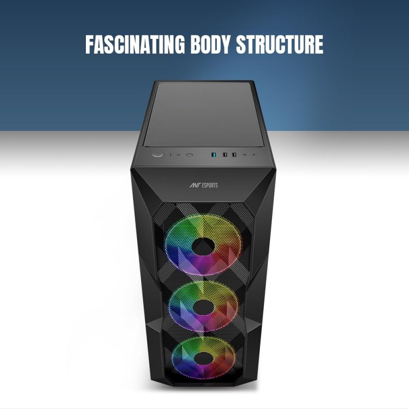 Ant Esports ICE-120AG Mid Tower Computer Case/Gaming Cabinet | Support ATX, Micro-ATX, Mini-ITX Motherboard with Pre-Installed 1 x 120 mm Black Rear Fan– Black Ant Esports ICE-120AG Mid Tower Computer Case/Gaming Cabinet | Support ATX, Micro-ATX, Mini-ITX Motherboard with Pre-Installed 1 x 120 mm Black Rear Fan– Black