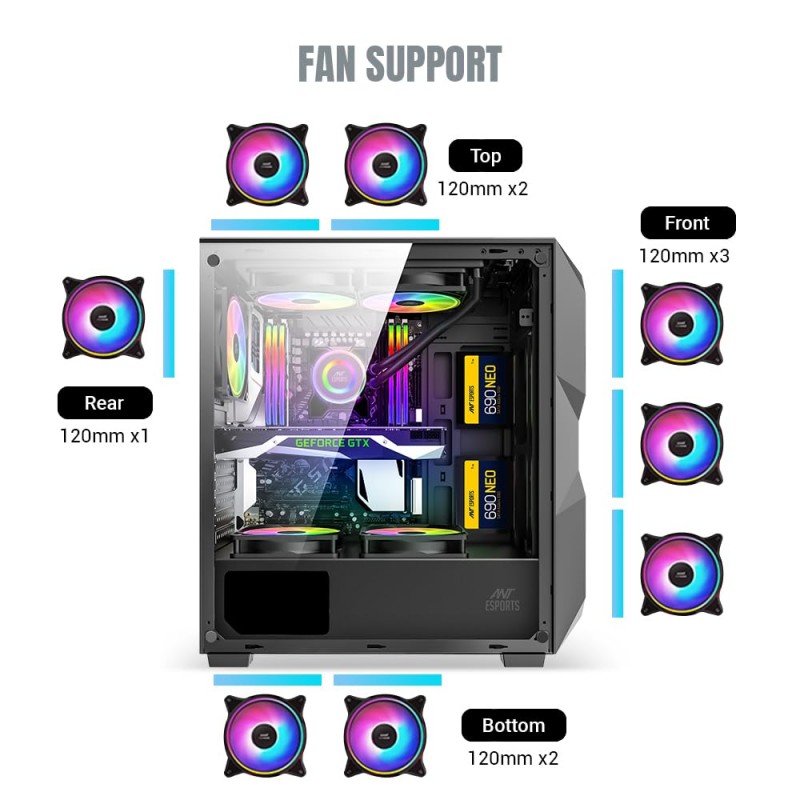 Ant Esports ICE-120AG Mid Tower Computer Case/Gaming Cabinet | Support ATX, Micro-ATX, Mini-ITX Motherboard with Pre-Installed 1 x 120 mm Black Rear Fan– Black Ant Esports ICE-120AG Mid Tower Computer Case/Gaming Cabinet | Support ATX, Micro-ATX, Mini-ITX Motherboard with Pre-Installed 1 x 120 mm Black Rear Fan– Black