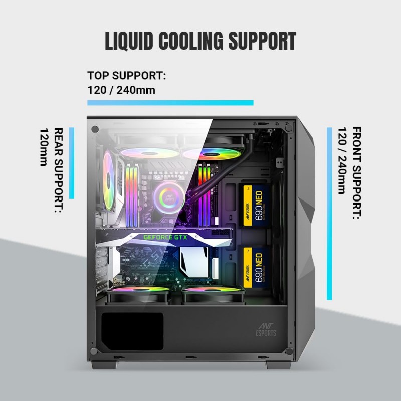 Ant Esports ICE-120AG Mid Tower Computer Case/Gaming Cabinet | Support ATX, Micro-ATX, Mini-ITX Motherboard with Pre-Installed 1 x 120 mm Black Rear Fan– Black Ant Esports ICE-120AG Mid Tower Computer Case/Gaming Cabinet | Support ATX, Micro-ATX, Mini-ITX Motherboard with Pre-Installed 1 x 120 mm Black Rear Fan– Black