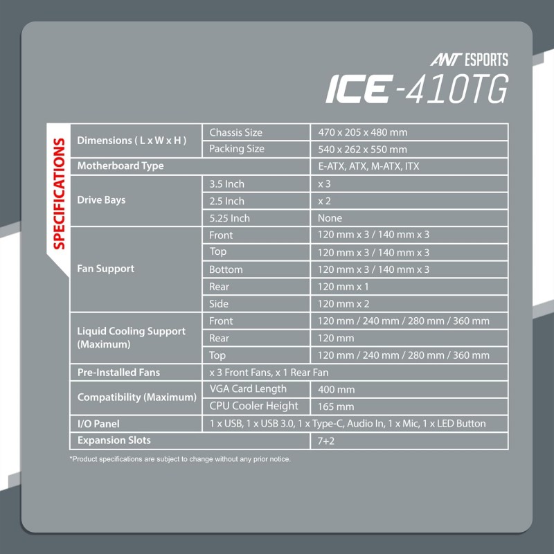 Ant Esports ICE-120AG Mid Tower Computer Case/Gaming Cabinet | Support ATX, Micro-ATX, Mini-ITX Motherboard with Pre-Installed 1 x 120 mm Black Rear Fan– Black Ant Esports ICE-120AG Mid Tower Computer Case/Gaming Cabinet | Support ATX, Micro-ATX, Mini-ITX Motherboard with Pre-Installed 1 x 120 mm Black Rear Fan– Black
