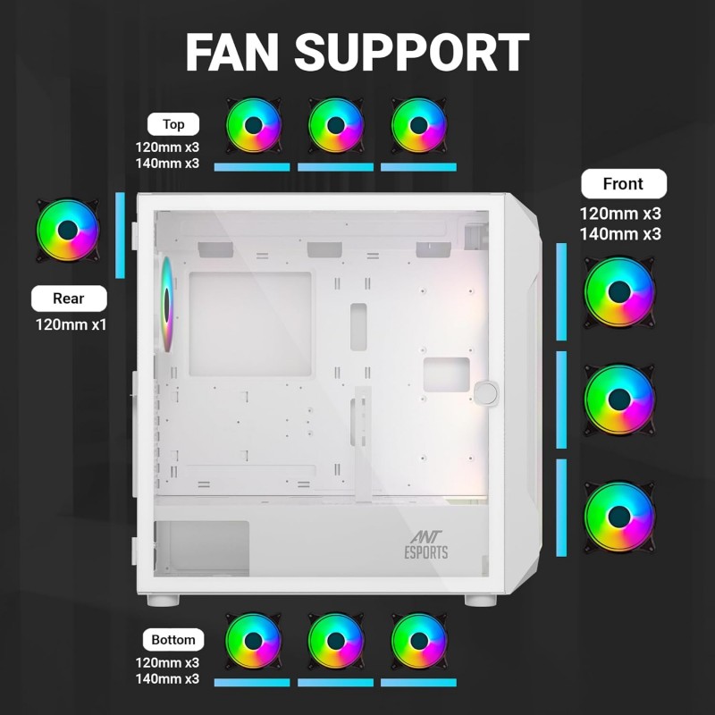 Ant Esports ICE-120AG Mid Tower Computer Case/Gaming Cabinet | Support ATX, Micro-ATX, Mini-ITX Motherboard with Pre-Installed 1 x 120 mm Black Rear Fan– Black Ant Esports ICE-120AG Mid Tower Computer Case/Gaming Cabinet | Support ATX, Micro-ATX, Mini-ITX Motherboard with Pre-Installed 1 x 120 mm Black Rear Fan– Black