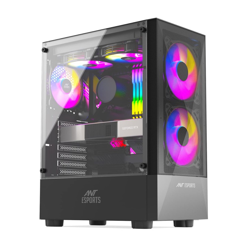 Ant Esports ICE-120AG Mid Tower Computer Case/Gaming Cabinet | Support ATX, Micro-ATX, Mini-ITX Motherboard with Pre-Installed 1 x 120 mm Black Rear Fan– Black Ant Esports ICE-120AG Mid Tower Computer Case/Gaming Cabinet | Support ATX, Micro-ATX, Mini-ITX Motherboard with Pre-Installed 1 x 120 mm Black Rear Fan– Black