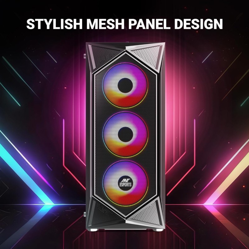 Ant Esports ICE-120AG Mid Tower Computer Case/Gaming Cabinet | Support ATX, Micro-ATX, Mini-ITX Motherboard with Pre-Installed 1 x 120 mm Black Rear Fan– Black Ant Esports ICE-120AG Mid Tower Computer Case/Gaming Cabinet | Support ATX, Micro-ATX, Mini-ITX Motherboard with Pre-Installed 1 x 120 mm Black Rear Fan– Black