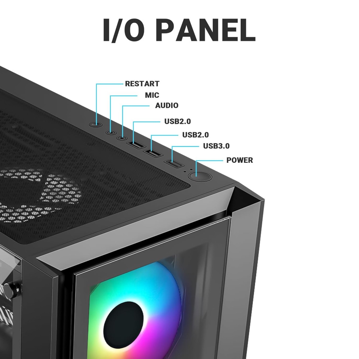 Ant Esports ICE-170TG Mid-Tower Computer Case/Gaming Cabinet - Black | Support ATX, Micro-ATX, ITX | Pre-Installed 3 Front Fans & 1 Rear Fan