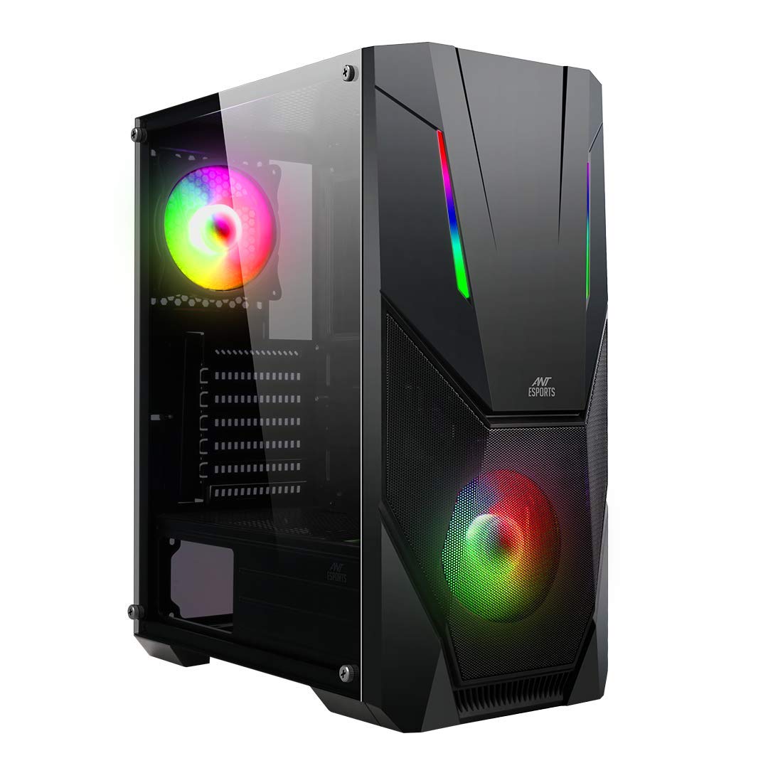 Ant Esports ICE-211TG Mid Tower Computer Case I Gaming Cabinet I Mesh Panel with ARGB Strip Front Pa