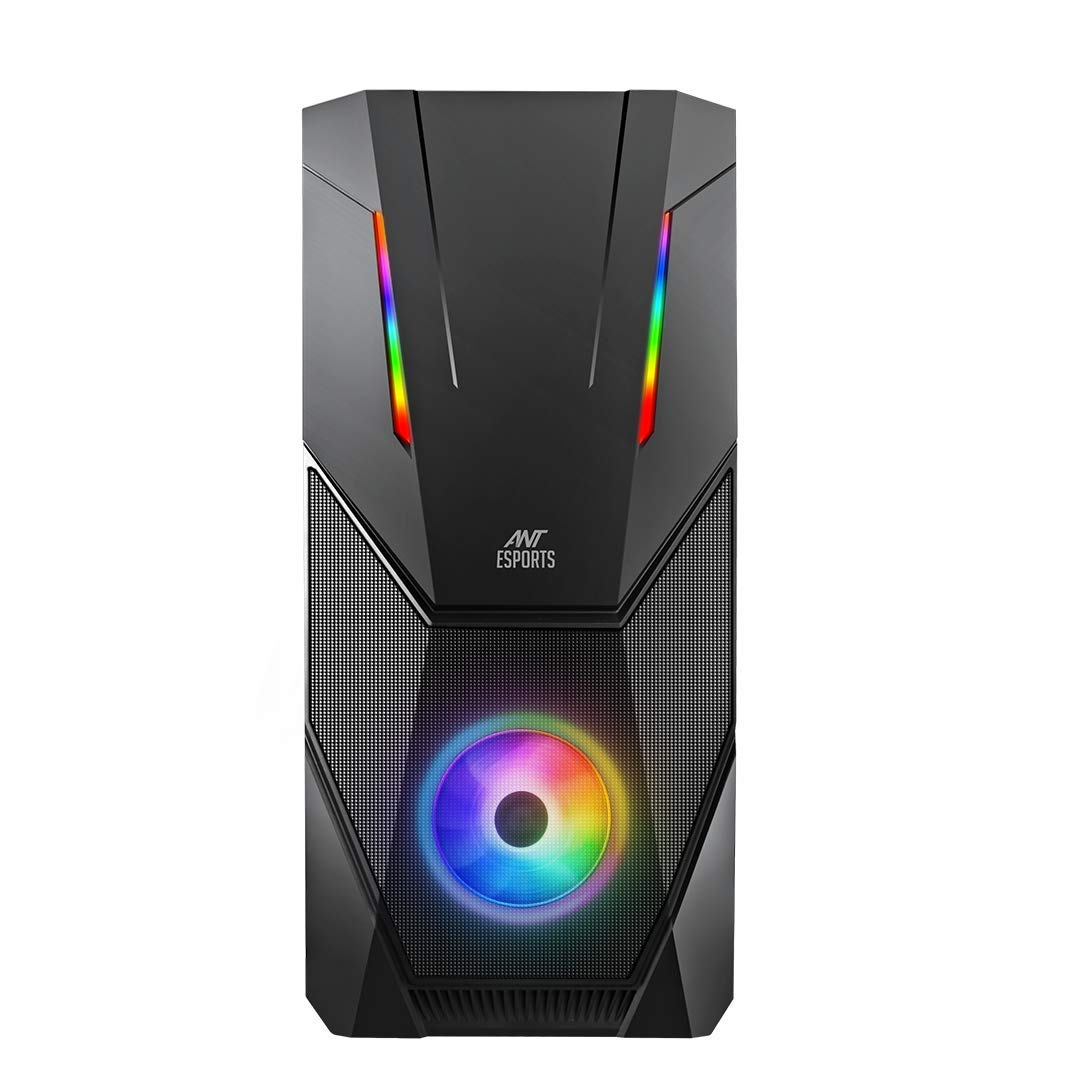 Ant Esports ICE-211TG Mid Tower Computer Case I Gaming Cabinet I Mesh Panel with ARGB Strip Front Pa