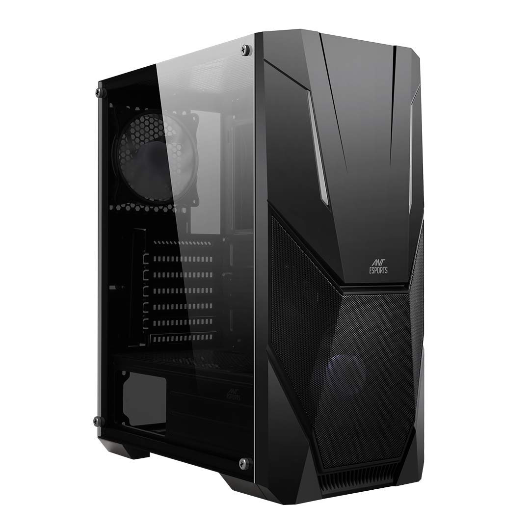 Ant Esports ICE-211TG Mid Tower Computer Case I Gaming Cabinet I Mesh Panel with ARGB Strip Front Pa