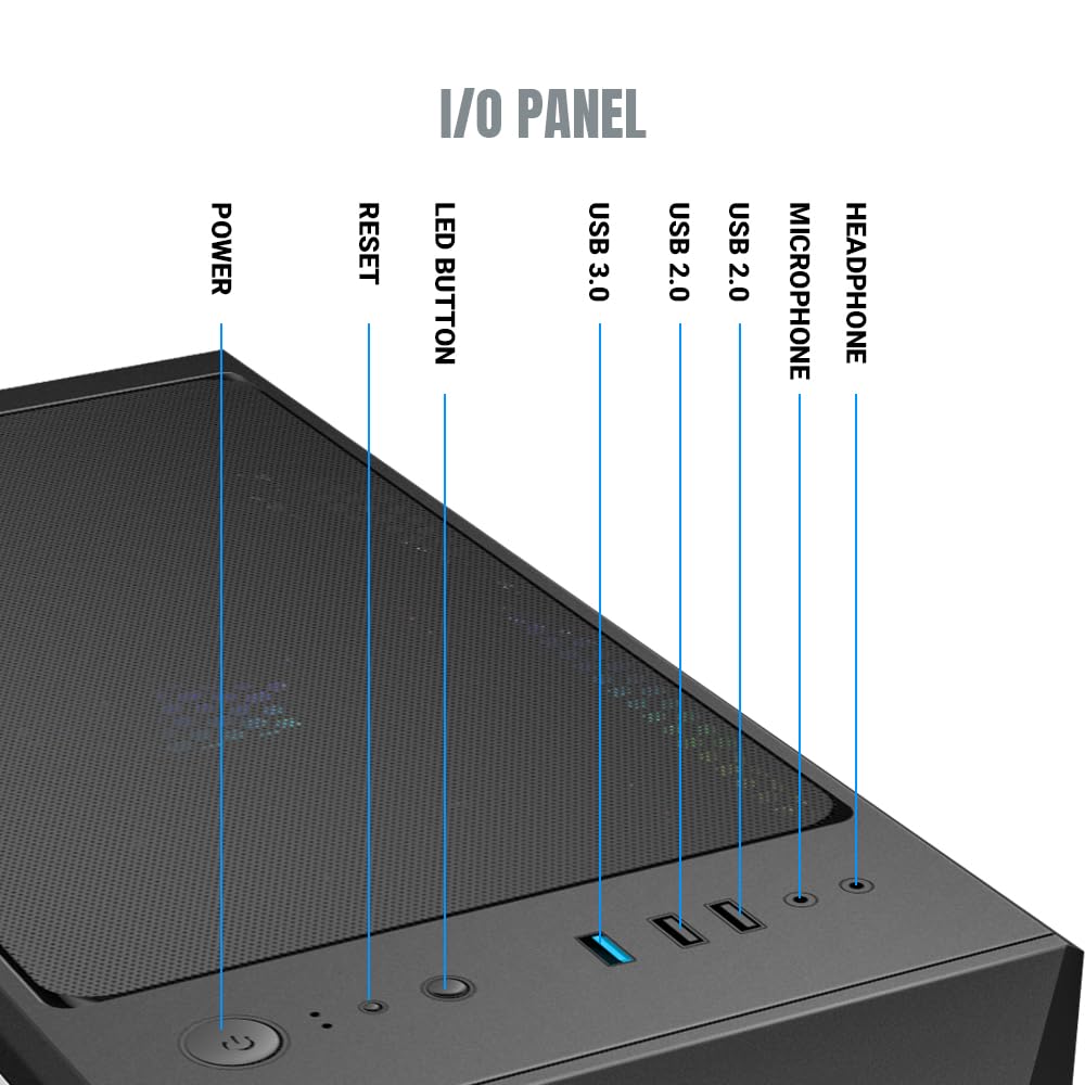 Ant Esports ICE- 300 Mesh Mid-Tower Computer Case/Gaming Cabinet - Black | Support ATX, Micro-ATX, Mini-ITX | Pre-Installed 3 Front Fans and 1 Rear Fan