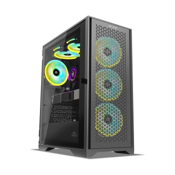 Ant Esports ICE-4000 RGB Mid- Tower Computer Case/Gaming Cabinet - Black | Supports ATX, Micro-ATX, Mini-ITX | Pre-Installed 3 x 120mm ARGB Fans in Front