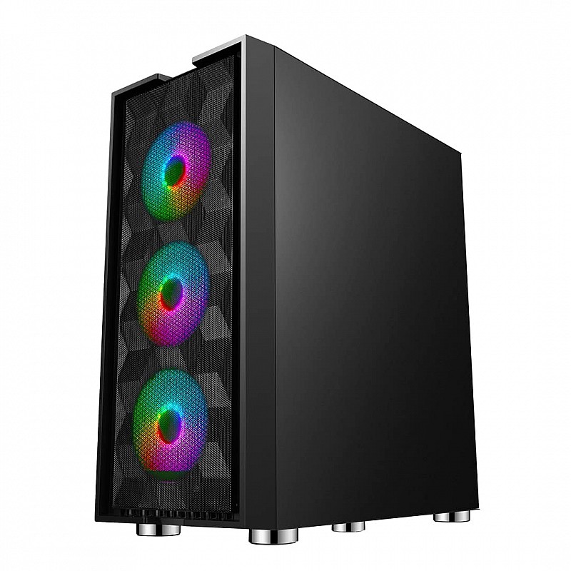 Ant Esports ICE-521MT Mid Tower Computer Case I Gaming Cabinet I Supports ATX MB with Transparent Tempered Glass Side Panel- Black