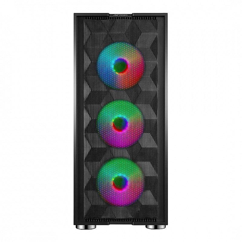 Ant Esports ICE-521MT Mid Tower Computer Case I Gaming Cabinet I Supports ATX MB with Transparent Tempered Glass Side Panel- Black