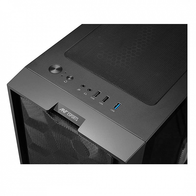 Ant Esports ICE-521MT Mid Tower Computer Case I Gaming Cabinet I Supports ATX MB with Transparent Tempered Glass Side Panel- Black