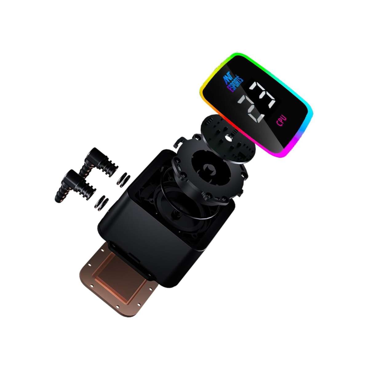 Ant Esports ICE Flow 360 ARGB 360mm ARGB Liquid Cooler/AIO with Display - Black | Support Intel & AMD CPU Socket AM5, AM4, AM3, LGA1700, 1200, 2066, 1151 | Evaporation-Proof Tubing | Dual-Chamber Pump