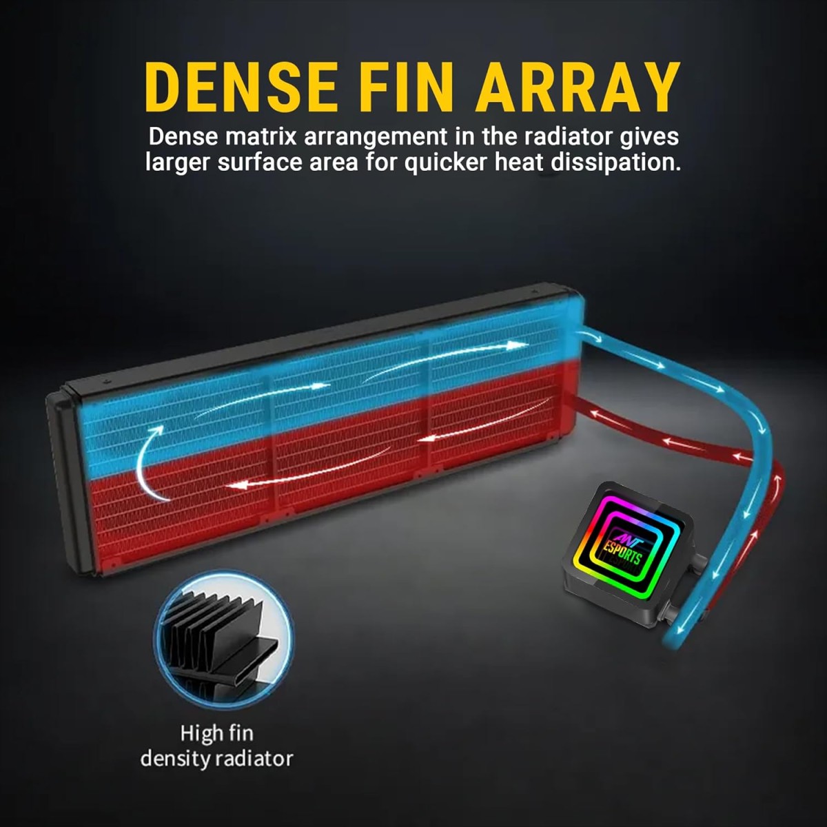 Ant Esports ICE Infinite 360 ARGB 360mm ARGB Liquid Cooler/AIO with Infinity Mirror- Black | Support Intel & AMD CPU Socket AM5, AM4, AM3, LGA1700, 1200, 2066, 1151