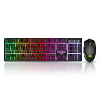 Ant Esports KM1600 Gaming Keyboard & Mouse Combo, Wired Backlit Rainbow LED Keyboard & 3200 DPI Gaming Mouse for PC/Laptop - Black