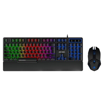 Ant Esports KM500W Gaming Keyboard and Mouse Combo, LED Wired, Ergonomic & Wrist Rest, Programmable, PC/Laptop/Mac - World of Warships Edition - Black