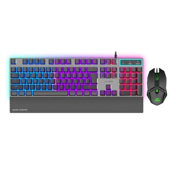 Ant Esports KM540 Gaming Keyboard and Mouse Combo,Rainbow Backlit LED Wired Keyboard with Wrist Rest,Programmable 7D OpticalMouse, 3600 DPI, Spill-Resistant, USB Plug & Play for PC, Laptop,Mac – Black