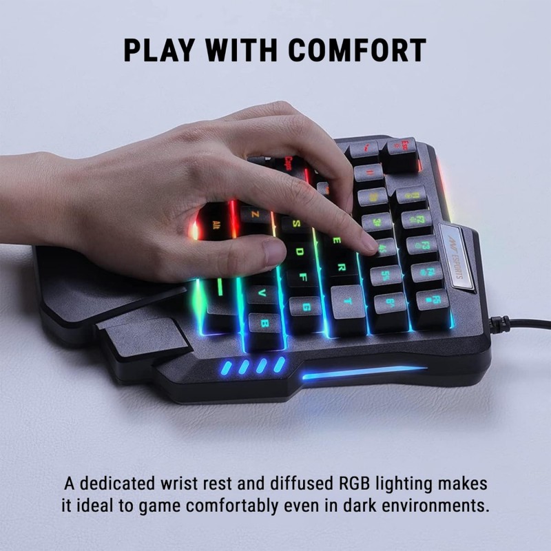 Ant Esports MG401, 4 in 1 Mobile Game Combo Pack with RGB Backlit 35 Keys Mini Gaming Keyboard and Mouse, Phone Holder, Adapter with Mobile Game Converter for PubG, COD & Many FPS Games Andriod/iOS Ant Esports MG401, 4 in 1 Mobile Game Combo Pack with RGB Backlit 35 Keys Mini Gaming Keyboard and Mouse, Phone Holder, Adapter with Mobile Game Converter for PubG, COD & Many FPS Games Andriod/iOS