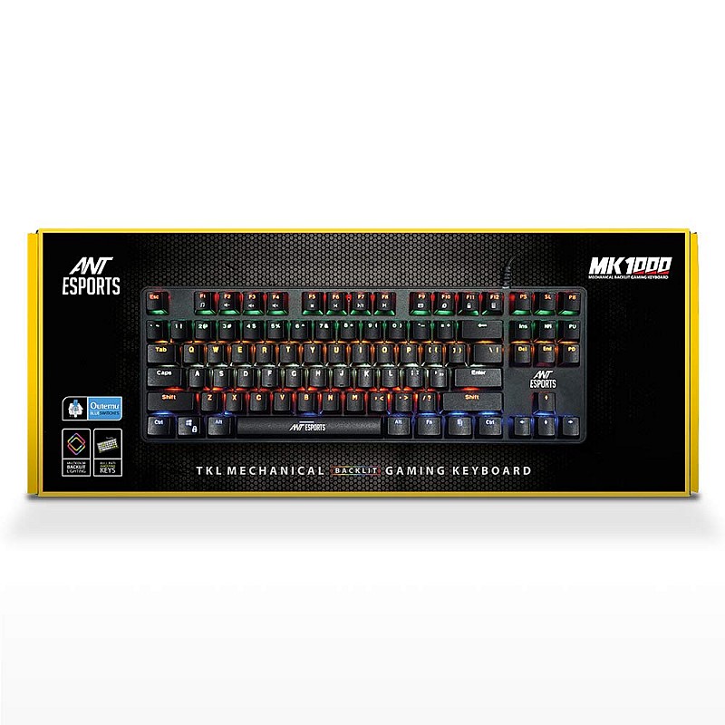 Ant Esports MK1000 Multicolour LED Backlit Wired TKL Mechanical Gaming Keyboard with Blue Switches