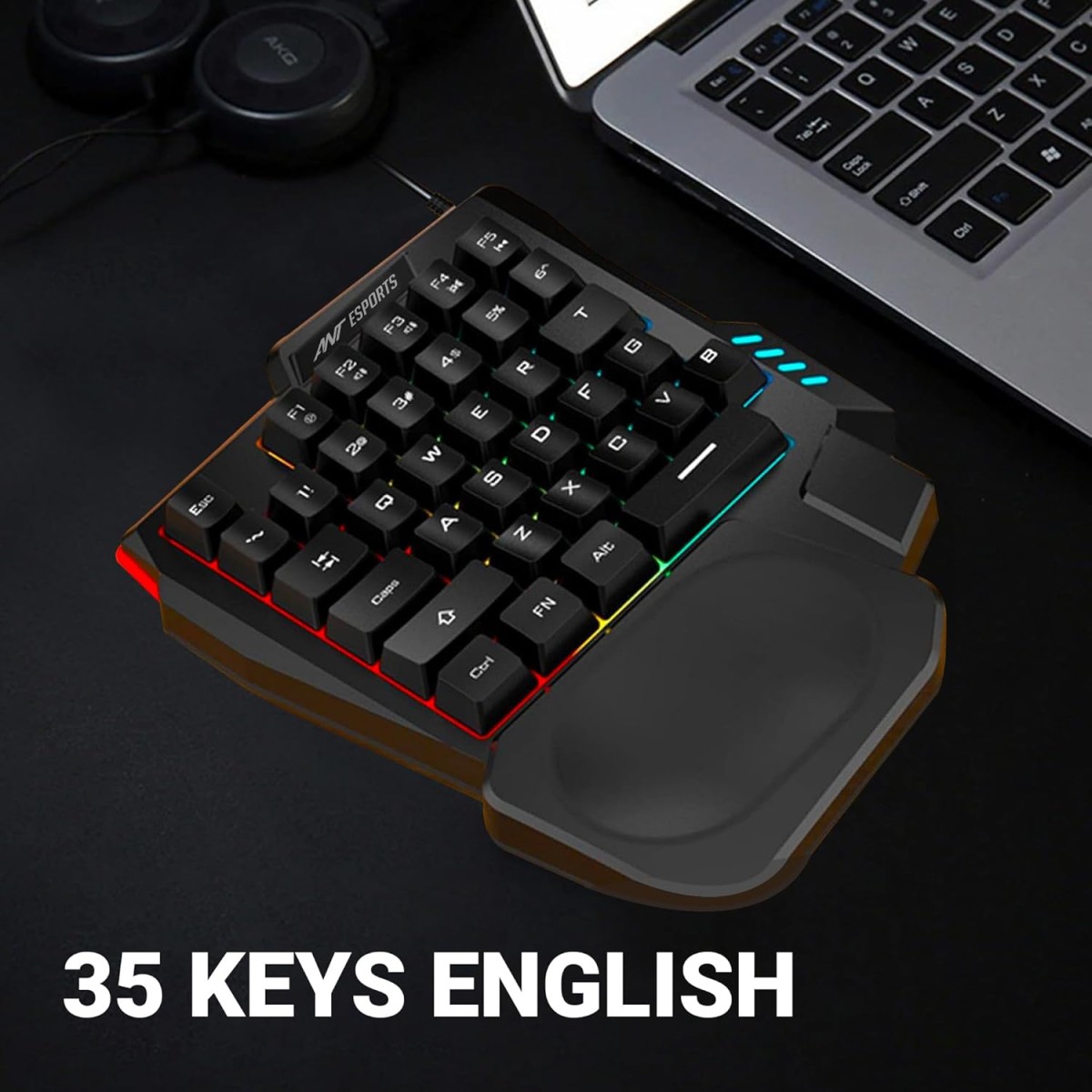 Ant Esports MK1001 One Handed Gaming Keyboard RGB Backlit 35 Keys Portable Mini Gaming Keypad Ergonomic Game Controller for PC Gamer Ant Esports MK1001 One Handed Gaming Keyboard RGB Backlit 35 Keys Portable Mini Gaming Keypad Ergonomic Game Controller for PC Gamer