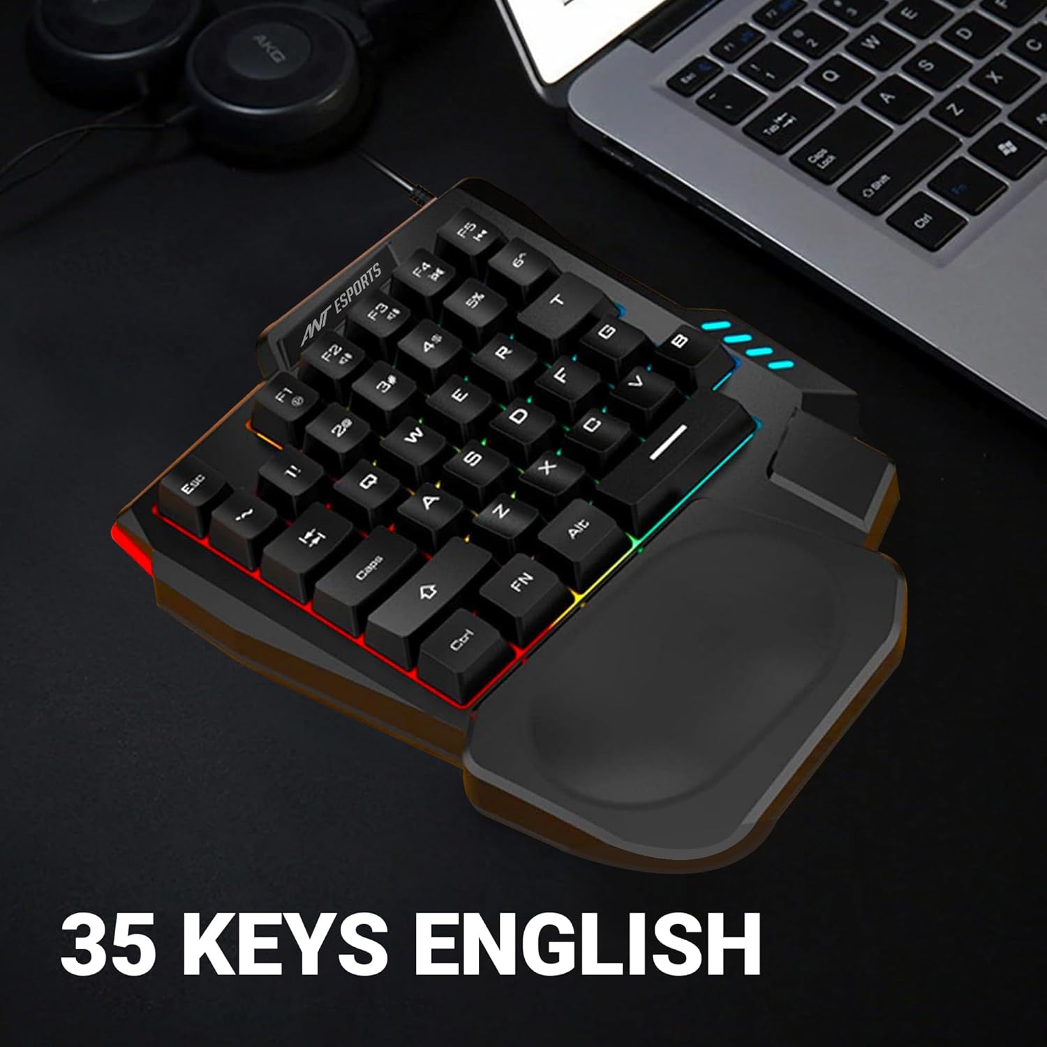 Ant Esports MK1001 One Handed Gaming Keyboard RGB Backlit 35 Keys ...
