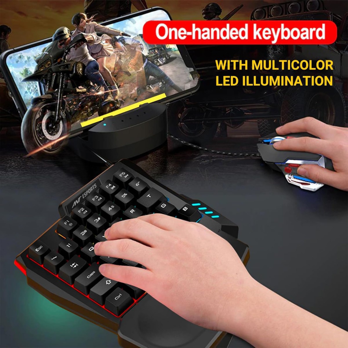 Ant Esports MK1001 One Handed Gaming Keyboard RGB Backlit 35 Keys Portable Mini Gaming Keypad Ergonomic Game Controller for PC Gamer Ant Esports MK1001 One Handed Gaming Keyboard RGB Backlit 35 Keys Portable Mini Gaming Keypad Ergonomic Game Controller for PC Gamer