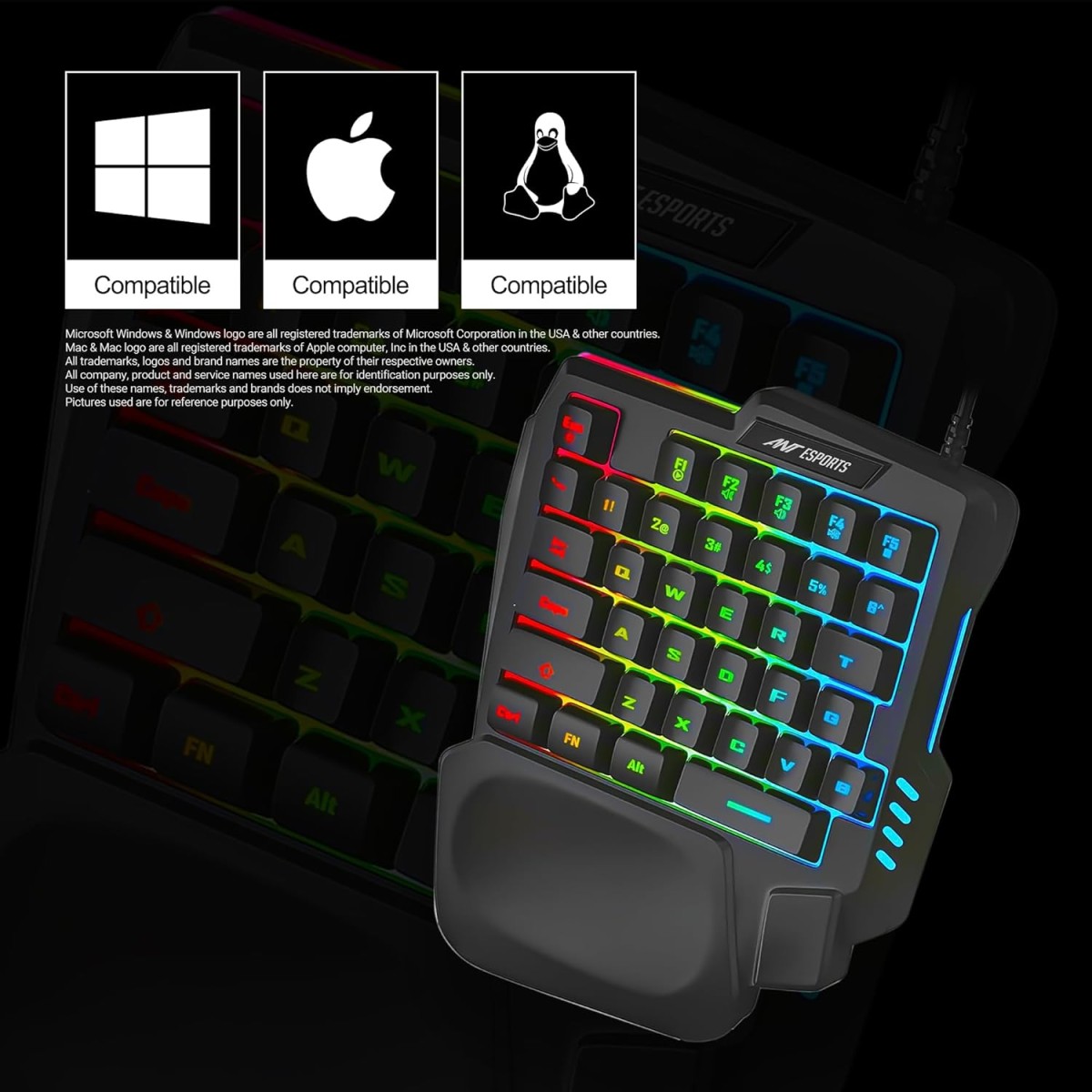 Ant Esports MK1001 One Handed Gaming Keyboard RGB Backlit 35 Keys Portable Mini Gaming Keypad Ergonomic Game Controller for PC Gamer Ant Esports MK1001 One Handed Gaming Keyboard RGB Backlit 35 Keys Portable Mini Gaming Keypad Ergonomic Game Controller for PC Gamer