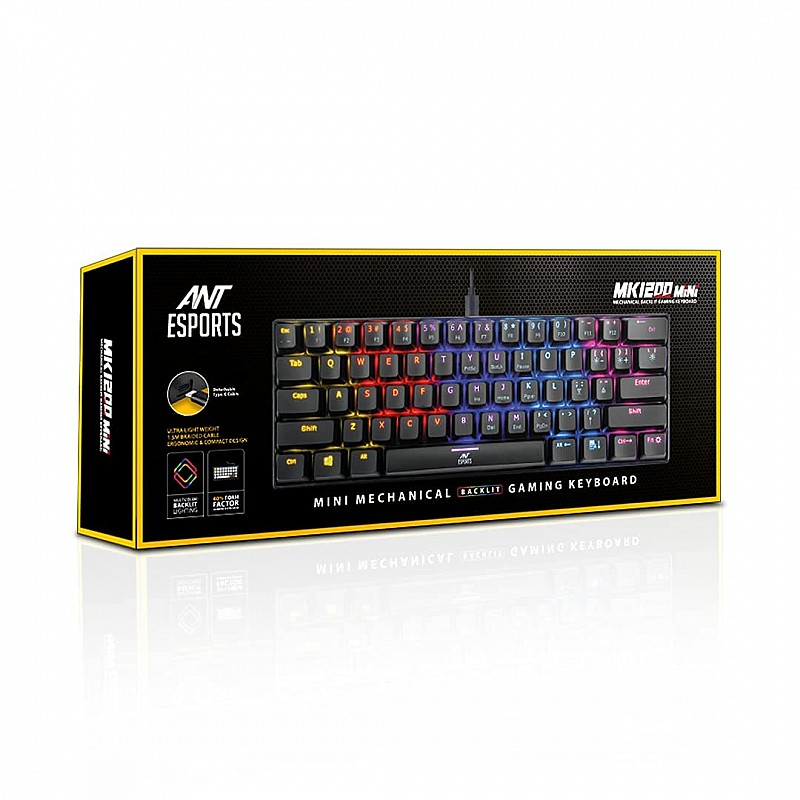 Ant Esports MK1200 Mini Wired Mechanical Gaming Keyboard Red Switch