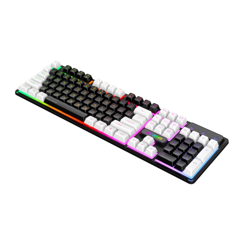 Ant Esports MK1400 Pro Backlit Membrane Wired Gaming Keyboard with Mixed Colour Lighting, White & Black Keycaps, Double Injection Key Caps - Black Ant Esports MK1400 Pro Backlit Membrane Wired Gaming Keyboard with Mixed Colour Lighting, White & Black Keycaps, Double Injection Key Caps - Black